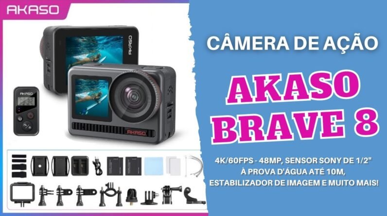Akaso Brave 8 - Câmera de Ação 4K/60Fps, Time Lapse 8K, Slow Motion 16X e mais!